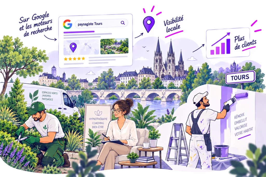 Illustration du SEO local à Tours pour améliorer sa visibilité sur Google et attirer plus de clients