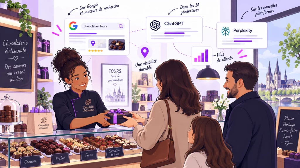 Illustration pour un guide sur le GEO dédié aux consultants SEO, mais surtout aux artisans, TPE et PME qui se posent des questions de leur visibilité sur les IA.