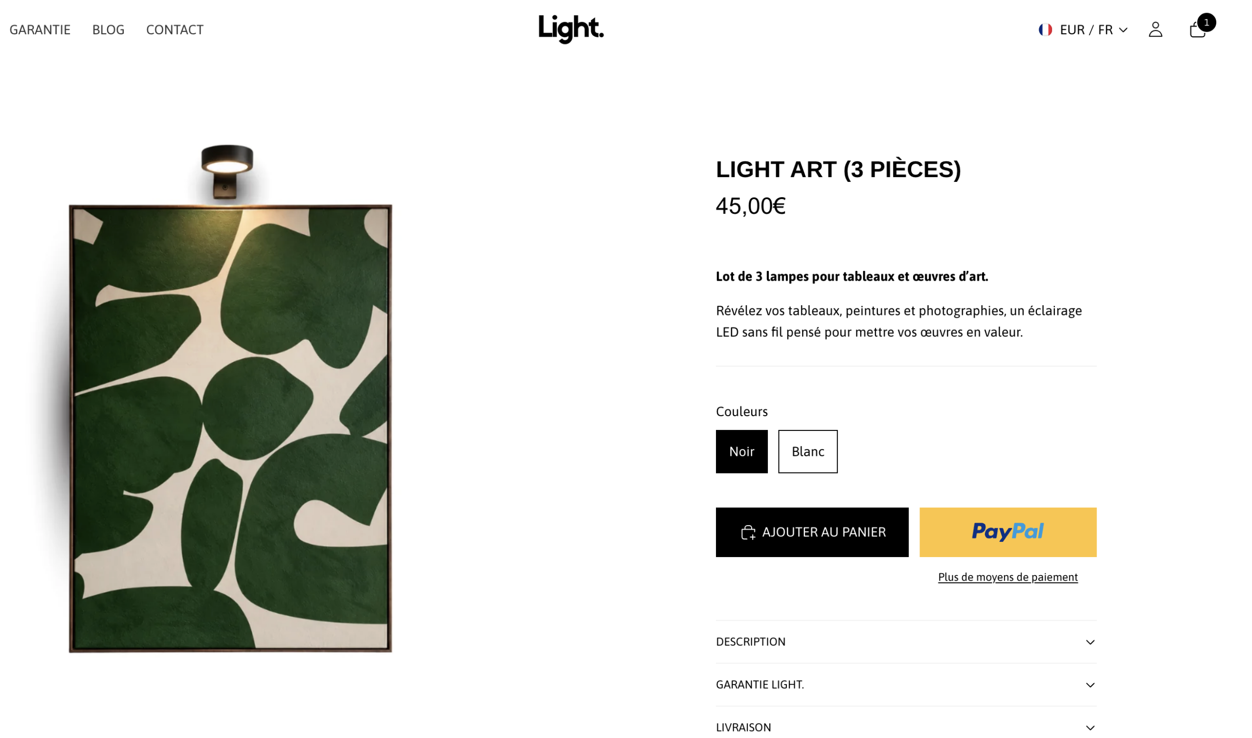 Éclairage mural pour tableaux et œuvres d'art
