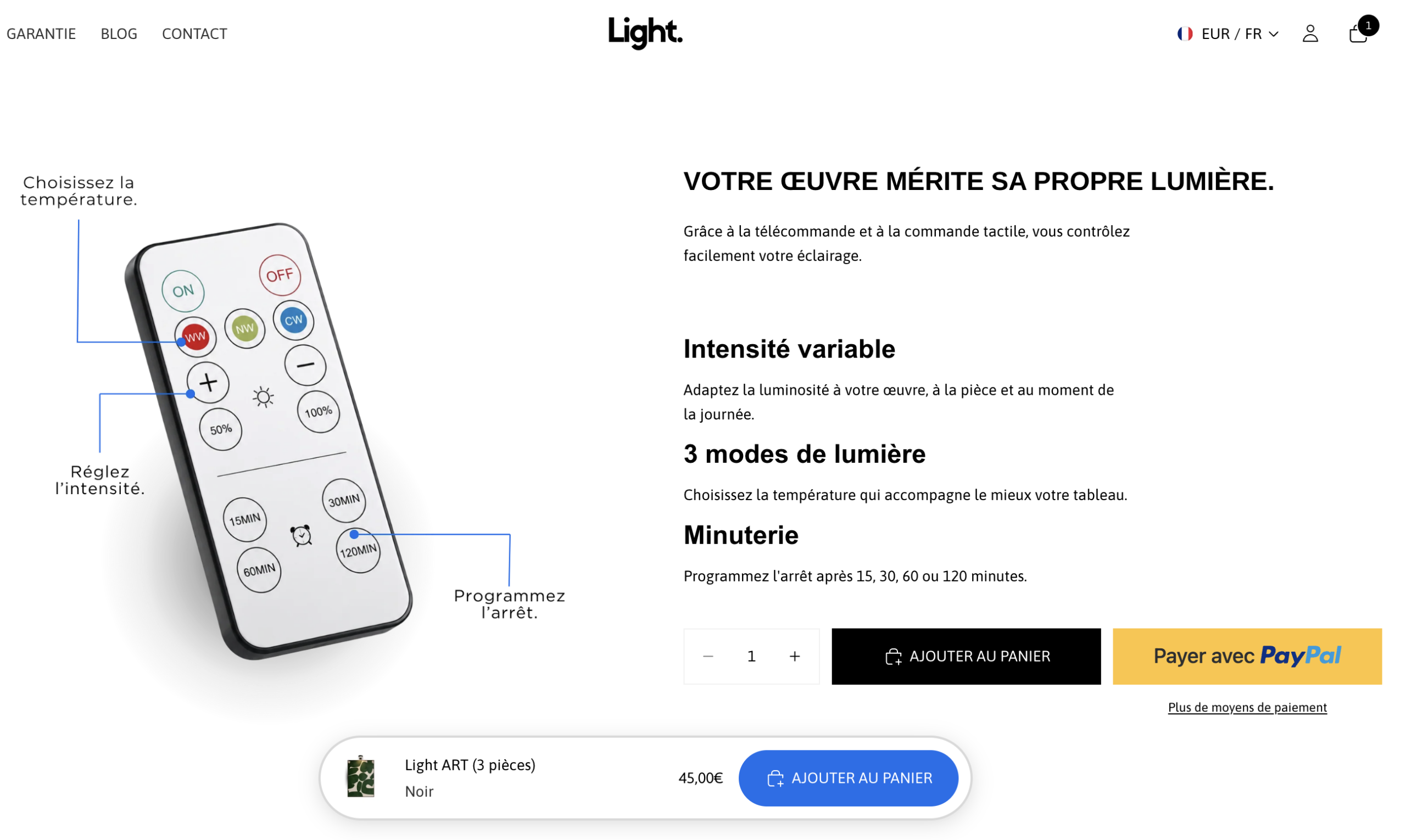 Artea Light, marque e-commerce en développement